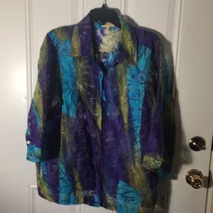 Choices woman’s sheet shirt sleeved button front shirt with collar size 2X